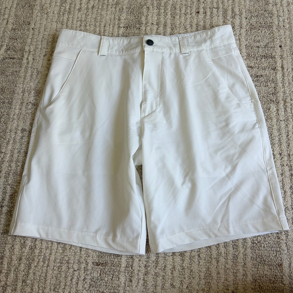Oakley Mens Take Pro Golf Shorts White Size 32W Stretch Performance Flat Front